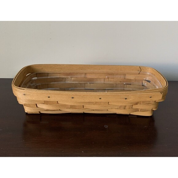 Longaberger Cracker Basket with Clear Plastic Protector Vintage 2003 USA - Picture 2 of 11
